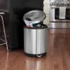 Household Essentials Dual Trash Can for Recycling and Trash, Half-Moon Liners (2 x 15-Liter), Stainless Steel Body and Strong ABS Plastic, Soft-Closure with Convenient Lid Lock, Easy to Clean, Silver(30L Step Bin – Charleston)