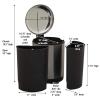 Household Essentials Dual Trash Can for Recycling and Trash, Half-Moon Liners (2 x 15-Liter), Stainless Steel Body and Strong ABS Plastic, Soft-Closure with Convenient Lid Lock, Easy to Clean, Silver(30L Step Bin – Charleston)