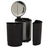 Household Essentials Dual Trash Can for Recycling and Trash, Half-Moon Liners (2 x 15-Liter), Stainless Steel Body and Strong ABS Plastic, Soft-Closure with Convenient Lid Lock, Easy to Clean, Silver(30L Step Bin – Charleston)