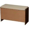 Household Essentials Entryway Storage Bench with 3 Beige Drawers 10 Shoe Compartments and Cushioned Seat in Coastal Oak Rustic Wood Grain(Walnut Wood Finish/Beige)