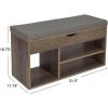 Household Essentials Entryway Storage Bench with Lift-top Lid and 3 Shoe Compartments in Ashwood Rustic Wood Grain