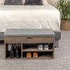 Household Essentials Entryway Storage Bench with Lift-top Lid and 3 Shoe Compartments in Ashwood Rustic Wood Grain