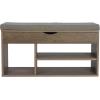 Household Essentials Entryway Storage Bench with Lift-top Lid and 3 Shoe Compartments in Ashwood Rustic Wood Grain