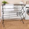 Household Essentials Folding Clothes Drying Rack with Strong Steel Frame and 11 Coated Dowels, White(Black/Black)