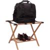 Household Essentials Fully Assembled Folding Luggage Rack with Lower Storage Shelf | Bamboo Frame with Black Straps(Fully Assembled)