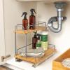 Household Essentials Glidez Bamboo and Steel Pull-Out/Slide-Out Storage Organizer for Under Cabinet Use – 1-Tier Design – Fits Standard Size Cabinet or Shelf, Natural(Steel Rim Undersink)