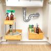 Household Essentials Glidez Bamboo and Steel Pull-Out/Slide-Out Storage Organizer for Under Cabinet Use – 1-Tier Design – Fits Standard Size Cabinet or Shelf, Natural(Undersink)