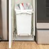 Household Essentials Glidez Chrome-Plated Steel Pull-Out/Slide-Out Discreet Double 9 Gallon Plastic Trash Cans and Recycling Bins for Under Cabinet Use – Fits Standard Size Cabinet, Chrome and White(White)