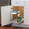 Household Essentials Glidez Chrome-Plated Steel and Faux Marble Pull-Out/Slide-Out Storage Organizer for Under Sink or Cabinet – 2-Tier Design – Fits Standard Size Cabinet or Shelf, White and Chrome(Undersink)
