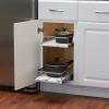 Household Essentials Glidez Chrome-Plated Steel and Faux Marble Pull-Out/Slide-Out Storage Organizer for Under Sink or Cabinet – 2-Tier Design – Fits Standard Size Cabinet or Shelf, White and Chrome(Dual Slide)