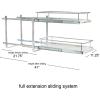 Household Essentials Glidez Chrome-Plated Steel and Faux Marble Pull-Out/Slide-Out Storage Organizer for Under Sink or Cabinet – 2-Tier Design – Fits Standard Size Cabinet or Shelf, White and Chrome(Dual Slide)