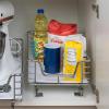 Household Essentials Glidez Multipurpose Chrome-Plated Steel Pull-Out/Slide-Out Storage Organizer with Plastic Liner for Under Cabinet Use – 1-Tier Design – Fits Standard Size Cabinet or Shelf, Chrome(Single Basket)