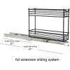 Household Essentials Glidez Powder-Coated Steel Pull-Out/Slide-Out Basket Storage Organizer for Under Sink or Under Cabinet Use – 2-Tier Design – Fits Standard Size Cabinet or Shelf, White(Black)