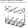 Household Essentials Glidez Powder-Coated Steel Pull-Out/Slide-Out Storage Organizer with Plastic Liners for Spice Rack Use – 2 -Tier Design – Fits Standard Size Cabinet or Shelf, Brushed Silver(2-Tier)