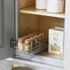 Household Essentials Glidez Powder-Coated Steel Pull-Out/Slide-Out Storage Organizer with Plastic Liners for Spice Rack Use – 2 -Tier Design – Fits Standard Size Cabinet or Shelf, Brushed Silver(1-Tier)