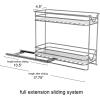 Household Essentials Glidez Powder-Coated Steel Pull-Out/Slide-Out Storage Organizer with Plastic Liners for Spice Rack Use – 2 -Tier Design – Fits Standard Size Cabinet or Shelf, Brushed Silver(2-Tier)
