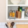 Household Essentials Glidez Powder-Coated Steel Pull-Out/Slide-Out Storage Organizer with Plastic Liners for Spice Rack Use – 2 -Tier Design – Fits Standard Size Cabinet or Shelf, Brushed Silver(1-Tier)