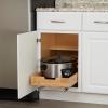 Household Essentials Glidez Steel and Wood Pull-Out/Slide-Out Storage Organizer for Under Cabinet Use – 1-Tier Design – Fits Standard Size Cabinet or Shelf, Brushed Nickel and Natural(1-Tier)