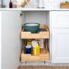 Household Essentials Glidez Steel and Wood Pull-Out/Slide-Out Storage Organizer for Under Cabinet Use – 1-Tier Design – Fits Standard Size Cabinet or Shelf, Brushed Nickel and Natural(2-Tier)
