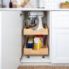 Household Essentials Glidez Steel and Wood Pull-Out/Slide-Out Storage Organizer for Under Cabinet Use – 1-Tier Design – Fits Standard Size Cabinet or Shelf, Brushed Nickel and Natural(2-Tier)