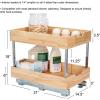Household Essentials Glidez Steel and Wood Pull-Out/Slide-Out Storage Organizer for Under Cabinet Use – 1-Tier Design – Fits Standard Size Cabinet or Shelf, Brushed Nickel and Natural(2-Tier)