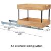 Household Essentials Glidez Steel and Wood Pull-Out/Slide-Out Storage Organizer for Under Cabinet Use – 1-Tier Design – Fits Standard Size Cabinet or Shelf, Brushed Nickel and Natural(2-Tier)
