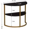 Household Essentials Half Moon Rectangular Coffee Table Black Oak Wood Grain and Gold Metal(Black Oak)