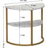 Household Essentials Half Moon Rectangular Coffee Table Black Oak Wood Grain and Gold Metal(White Marble)