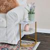 Household Essentials Half Moon Rectangular Coffee Table Black Oak Wood Grain and Gold Metal(White Marble)