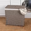 Household Essentials Handwoven Laundry Hamper, Synthetic Rattan Clothes Laundry Basket with Lid and Handles, Gray