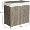 Household Essentials Handwoven Laundry Hamper, Synthetic Rattan Clothes Laundry Basket with Lid and Handles, Gray