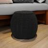 Household Essentials Handwoven Paper Rope Barrel Wicker Storage Basket Side Table, Brown(Black Paper Rope)