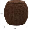 Household Essentials Handwoven Paper Rope Barrel Wicker Storage Basket Side Table, Brown(Brown Paper Rope)