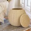Household Essentials Handwoven Paper Rope Barrel Wicker Storage Basket Side Table, Brown(Cream Paper Rope)