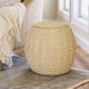 Household Essentials Handwoven Paper Rope Barrel Wicker Storage Basket Side Table, Brown(Cream Paper Rope)