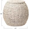 Household Essentials Handwoven Paper Rope Barrel Wicker Storage Basket Side Table, Brown(Cream Water Hyacinth)
