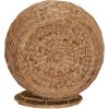 Household Essentials Handwoven Paper Rope Barrel Wicker Storage Basket Side Table, Brown(Natural Water Hyacinth)