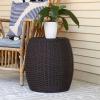 Household Essentials Handwoven Resin Barrel Side Table, Multicolor(Brown)