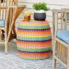 Household Essentials Handwoven Resin Barrel Side Table, Multicolor(Multi Color)