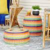 Household Essentials Handwoven Resin Barrel Side Table, Multicolor(Multi Color)