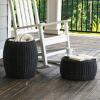 Household Essentials Handwoven Resin Storage Stool Ottoman, Black(Black)