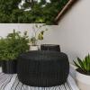 Household Essentials Handwoven Resin Storage Stool Ottoman, Black(Black)