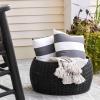 Household Essentials Handwoven Resin Storage Stool Ottoman, Black(Black)
