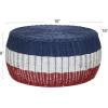 Household Essentials Handwoven Resin Storage Stool Ottoman, Black(Blue Stripe)