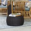 Household Essentials Handwoven Resin Storage Stool Ottoman, Black(Brown)
