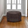 Household Essentials Handwoven Resin Storage Stool Ottoman, Black(Brown)