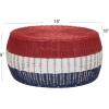 Household Essentials Handwoven Resin Storage Stool Ottoman, Black(Red Stripe)