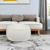 Household Essentials Handwoven Resin Storage Stool Ottoman, Black(White)
