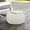 Household Essentials Handwoven Resin Storage Stool Ottoman, Black(White)