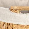 Household Essentials Handwoven Water Hyacinth Oval Hamper Set with Cotton Lining, Natural, Set of 2